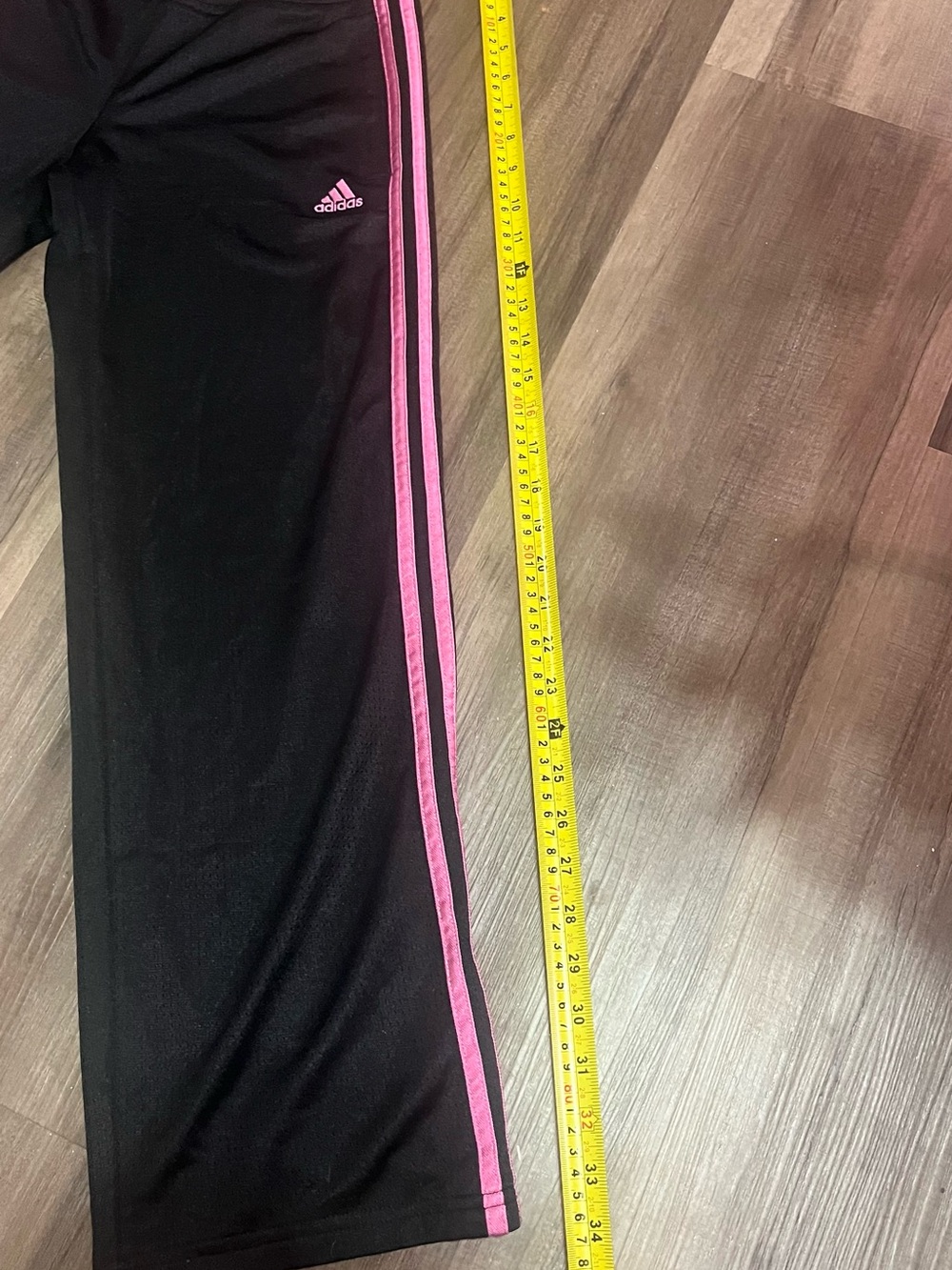 adidas Black Sweatpants with Pink Side Stripes - Picture 2 of 5